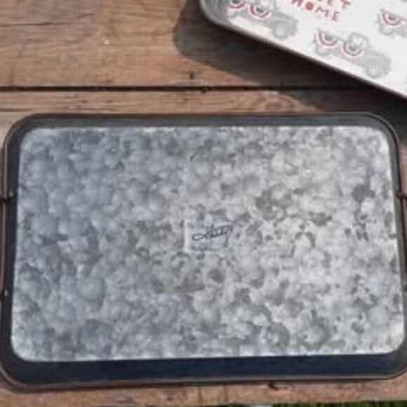 Drink Tray Set Patriotic US USA Flag Pattern Rustic Galvanized 4th of July Party - Picture 6 of 6